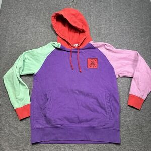 Teddy Fresh Hoodie Mens Large Purple Colorblock Pastel Pullover Sweatshirt Logo